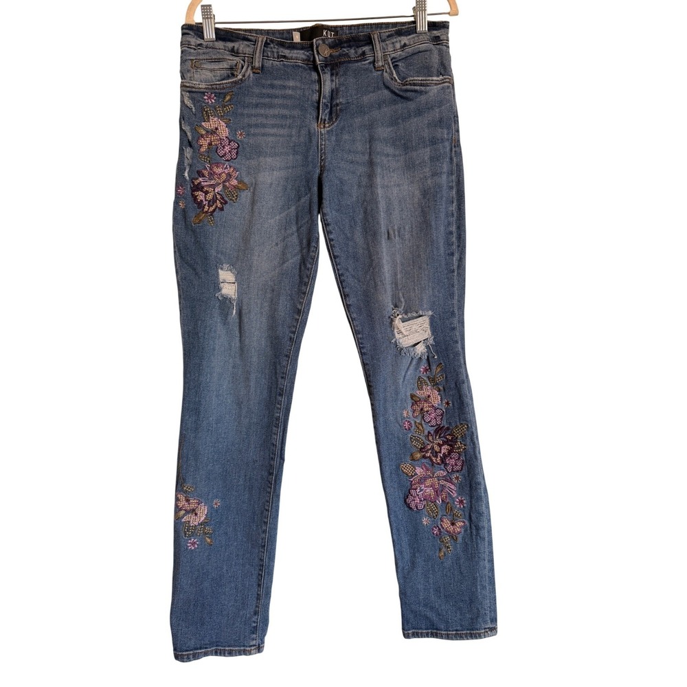 Kut from the Kloth Embroidered Blue Skinny Jeans
